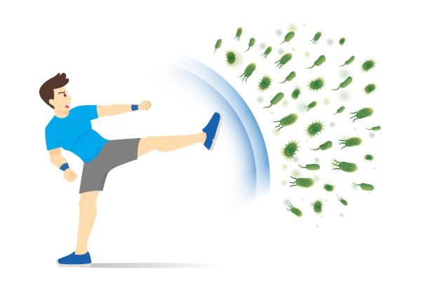 Здоровый человек на белом фоне