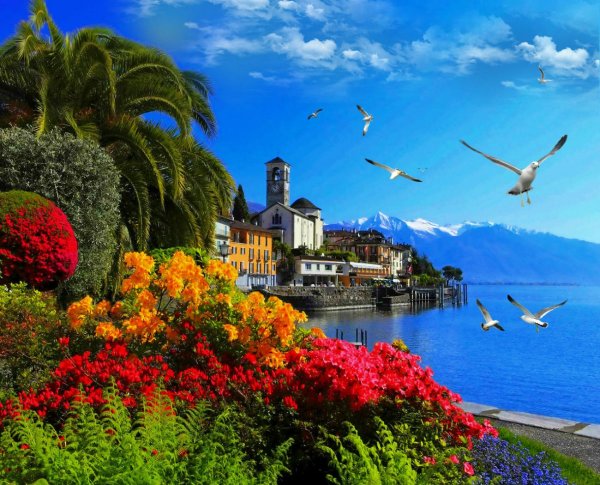 Курорт в Швейцарии у озера Лаго-Маджоре