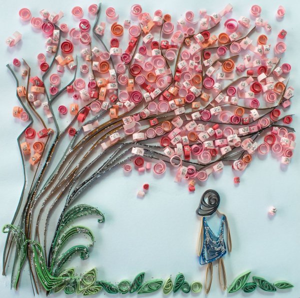 Квиллинг Весенняя картина