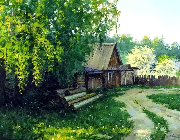 Деревня живопись Дмитрий Левин