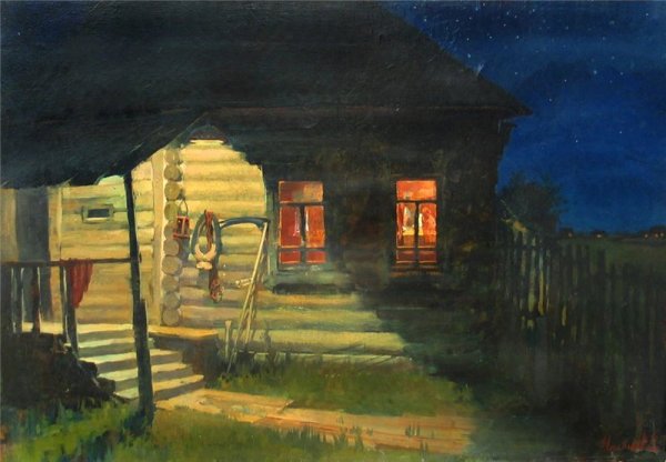 Картина художник Светлана Кропачева. Домик в деревне