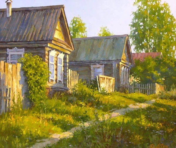 Деревня живопись Дмитрий Левин