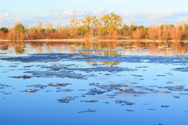 Река Печора весной ледоход