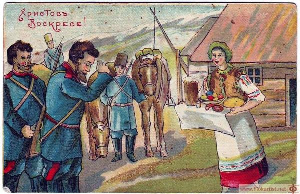 Казак на коне в поле