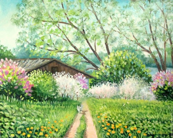 Рисование цветут сады