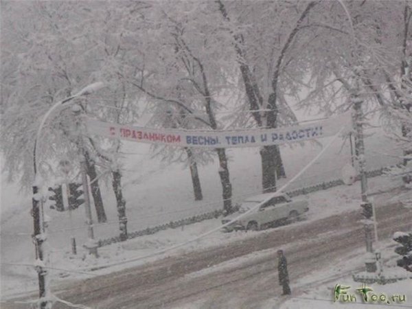 Про снег в апреле смешные