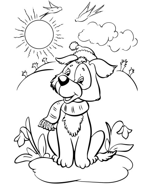 Весенние раскраски обводилки