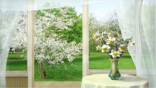 Картина "открытое окно в сад"Николай Богданов-Бельский