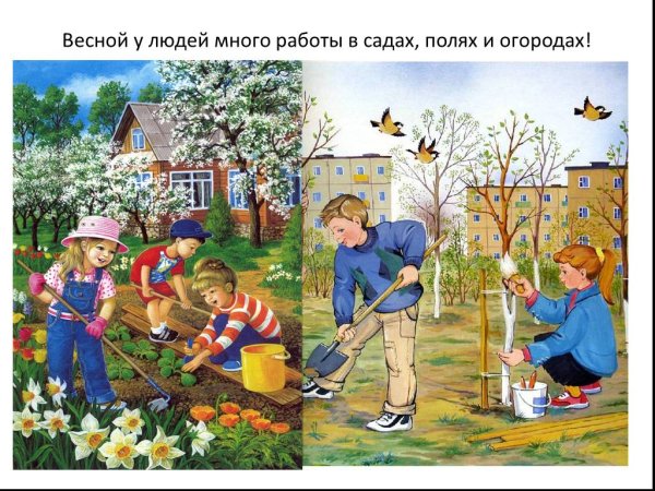 Труд людей весной для дошкольников
