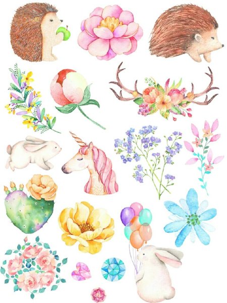 Стикеры для распечатки Акварельные