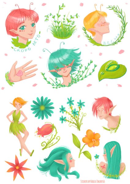 Весенние наклейки для скрапбукинга