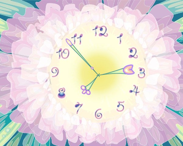 Часы на фиолетовом фоне