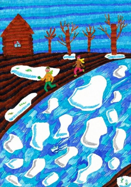 Рисование с детьми ледоход