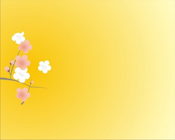 Розовые цветы на желтом фоне