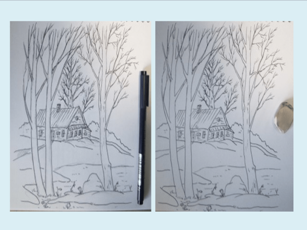 Весна эскиз карандашом