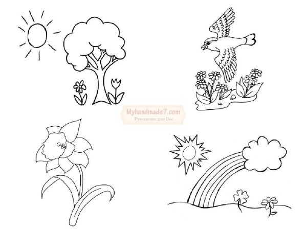 Весенний пейзаж раскраска для детей