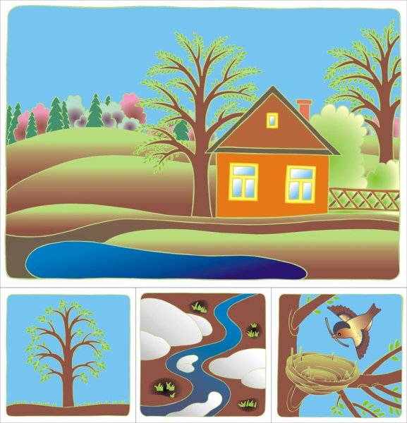 Пейзаж времена года для детей