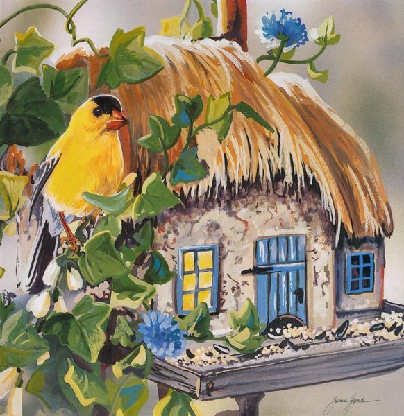 Домик для птиц с детьми