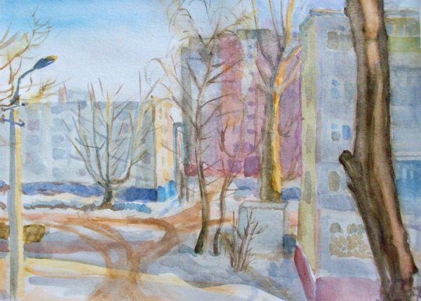 Весна в городе рисунок