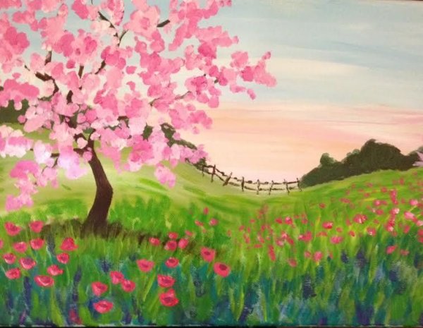 Рисование цветут сады