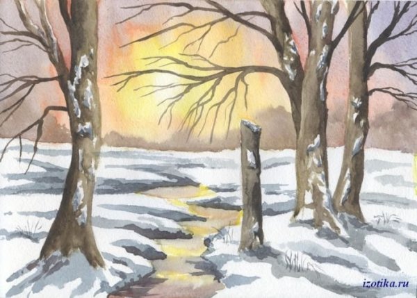 Пейзаж ранней весны для детей