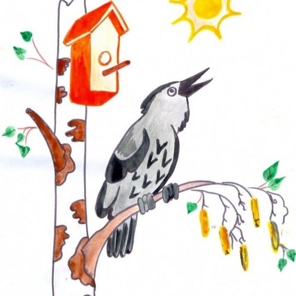 Птичка в зимнем саду