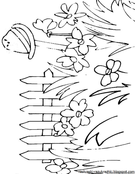 Весенний пейзаж раскраска