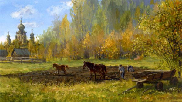 Картина Алексей Саврасов. «Хоровод в селе»