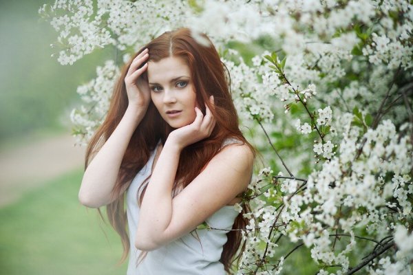 Девушка в яблоневом саду
