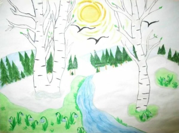 Рисование Весна в лесу