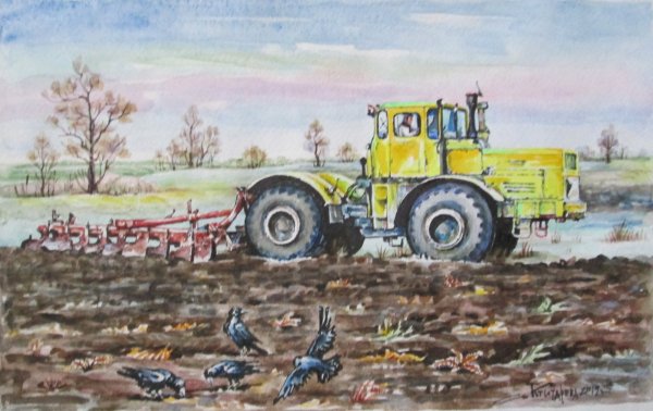 Трактор Кировец к 701 с плугом