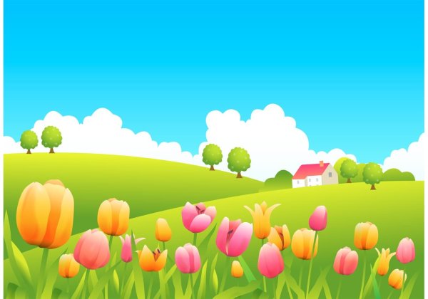 Весенний пейзаж вектор