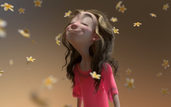 Силуэт девушки в цветах