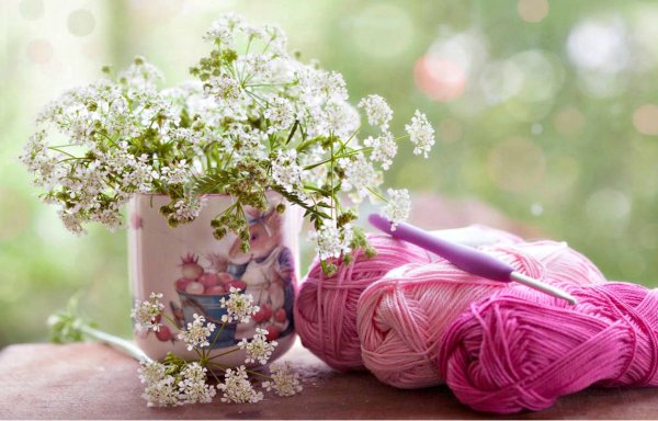 Весенние букеты с пряжей