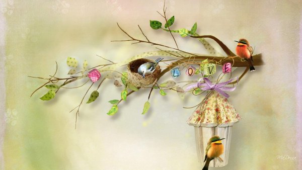 Весенний декор скворечник