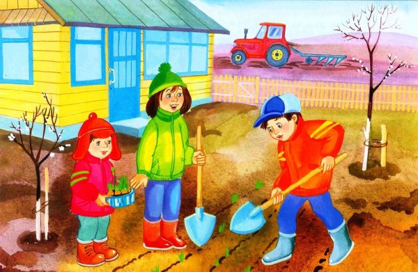 Труд людей весной