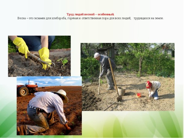 Труд людей весной