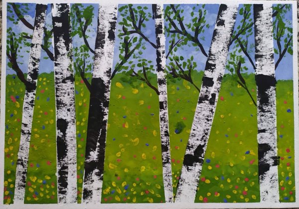 Береза рисунок для детей