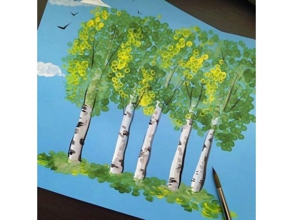 Рисование березы в детском саду