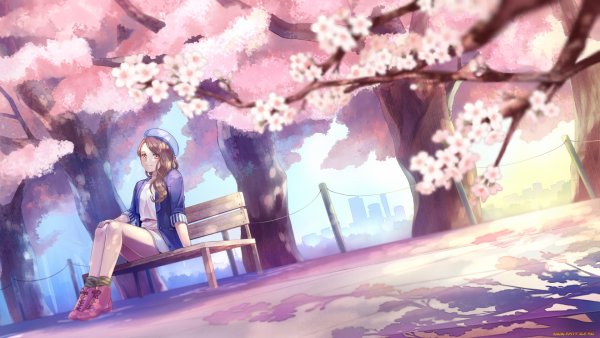 Красивые весенние аниме арты