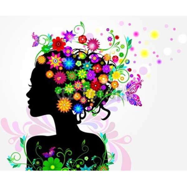 Девушка с волосами из цветов