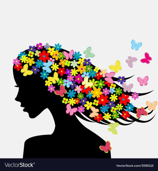 Силуэт девушки с цветком в волосах