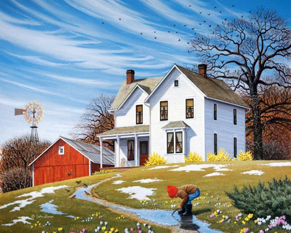 Весенняя деревенька John Sloane.