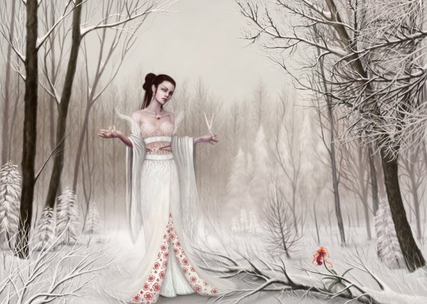 Зима в виде девушки