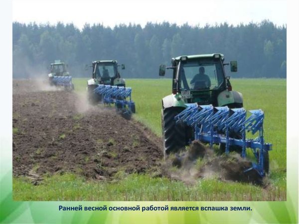 Труд людей весной в поле