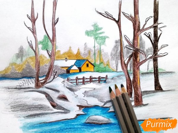 Весна рисунок карандашом