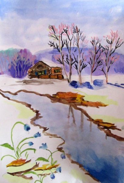 Весенний пейзаж для срисовки