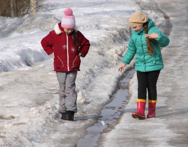 Дети на прогулке в детском саду