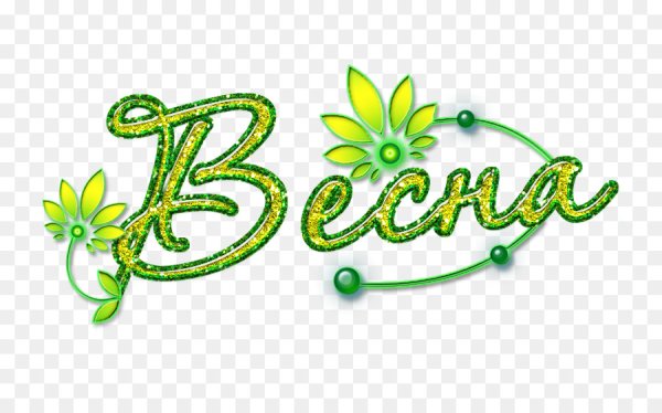 Надпись Весна на прозрачном фоне