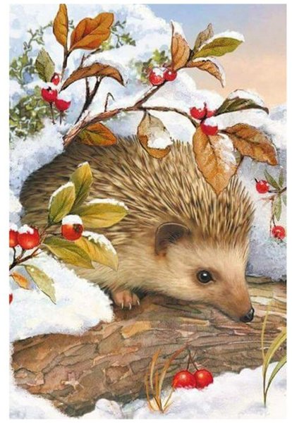 Еж в зимнем лесу